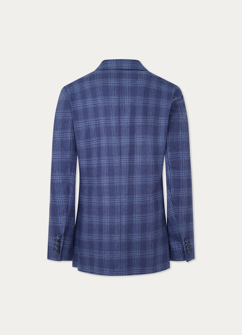 ウール＆シルクチェックブレザー / ブルー