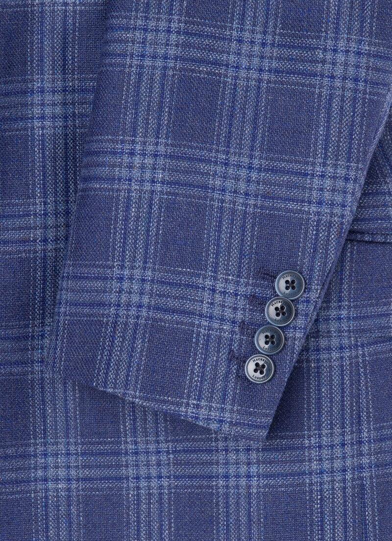 ウール＆シルクチェックブレザー / ブルー