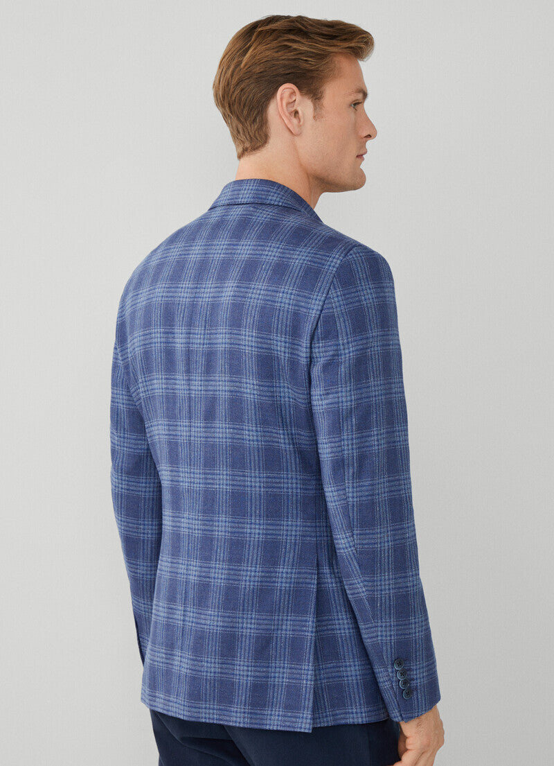 ウール＆シルクチェックブレザー / ブルー