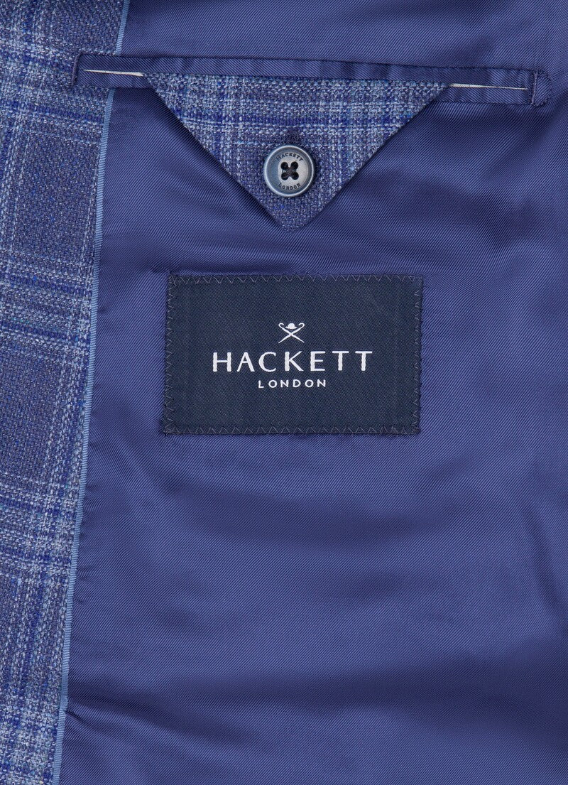 ウール＆シルクチェックブレザー / ブルー