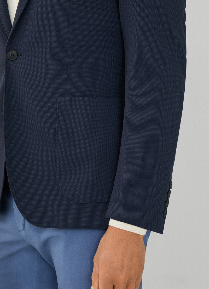 テクスチャード ニットジャケット / ネイビー