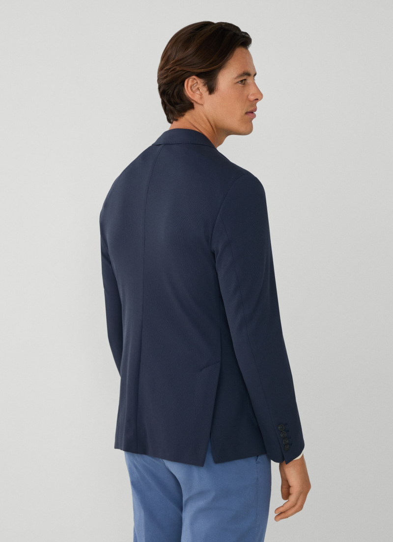 テクスチャード ニットジャケット / ネイビー