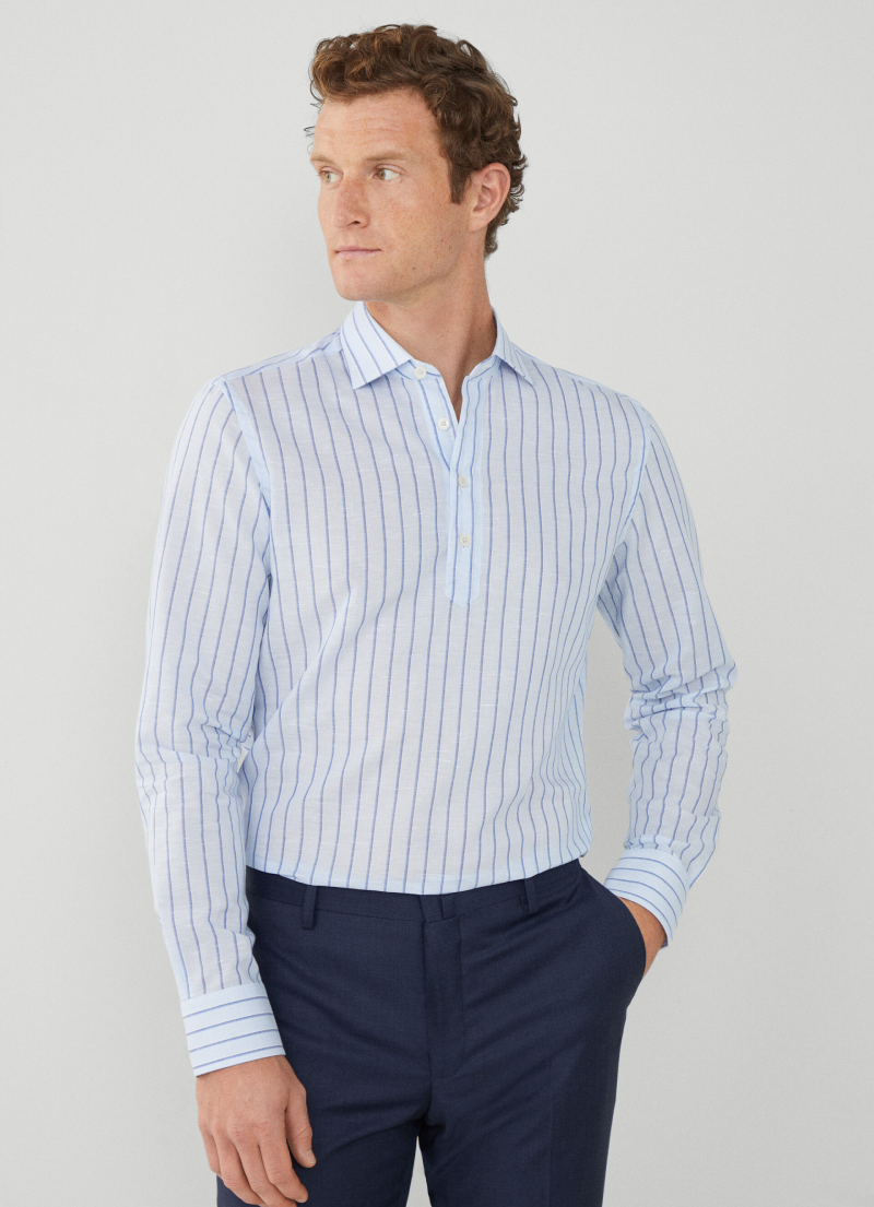 スリムフィットストライプシャツ / ブルー