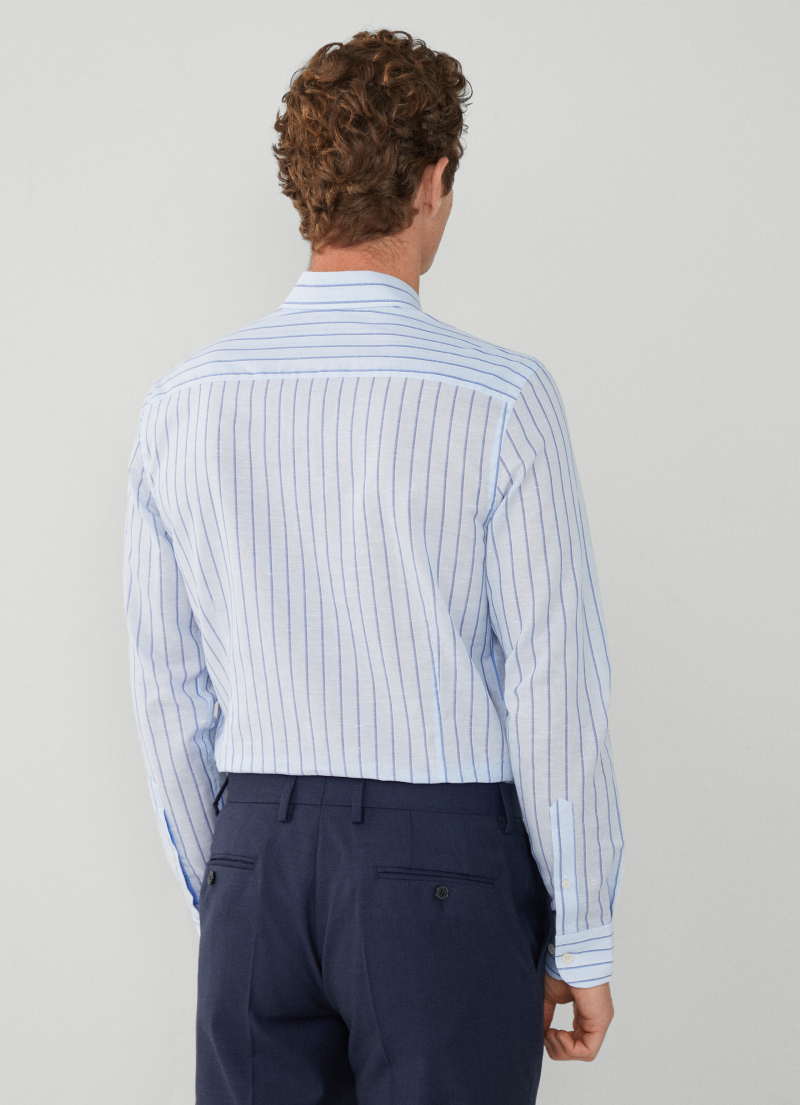 スリムフィットストライプシャツ / ブルー