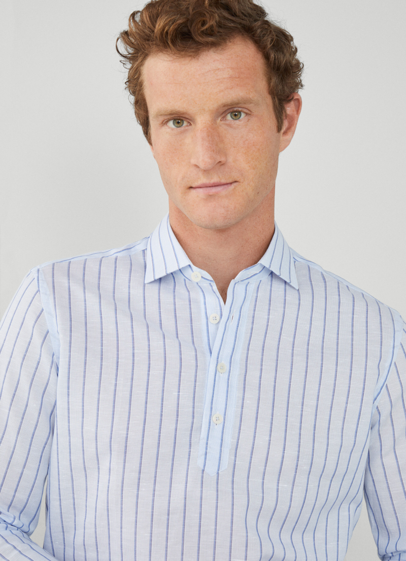 スリムフィットストライプシャツ / ブルー