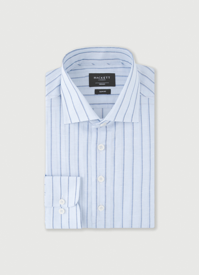 スリムフィットストライプシャツ / ブルー