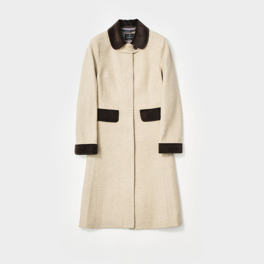 コントラストコート / ベージュ ヘリボーン