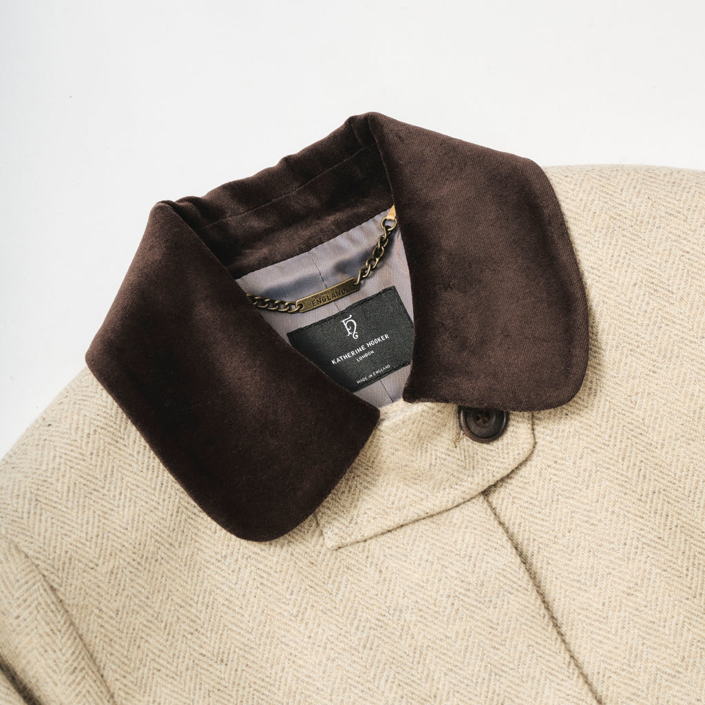 コントラストコート / ベージュ ヘリボーン