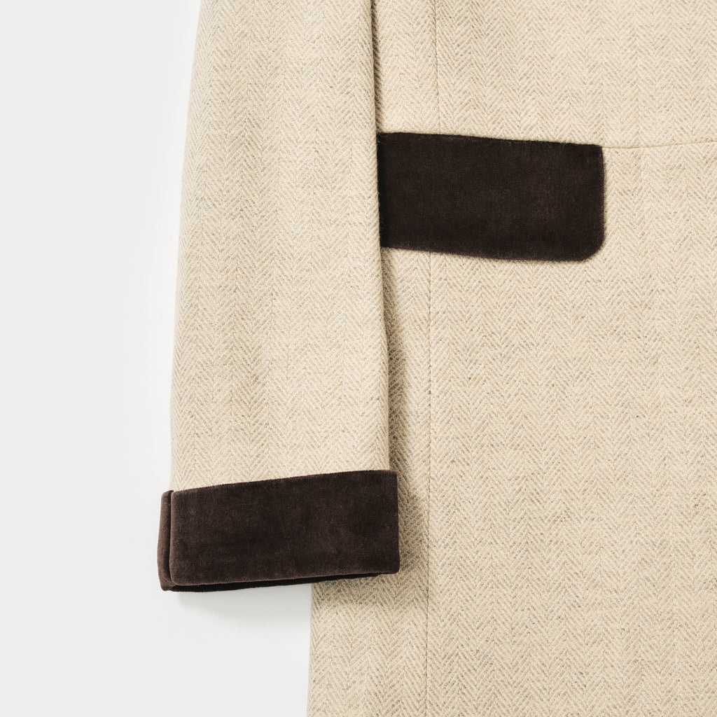コントラストコート / ベージュ ヘリボーン