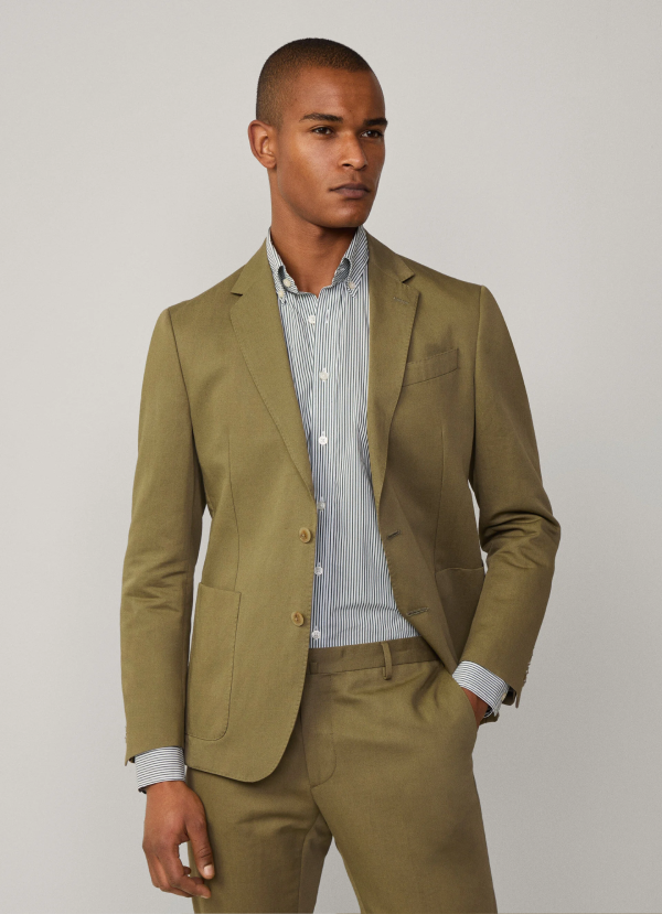 コットンリネンカジュアルブレザー / サファリグリーン