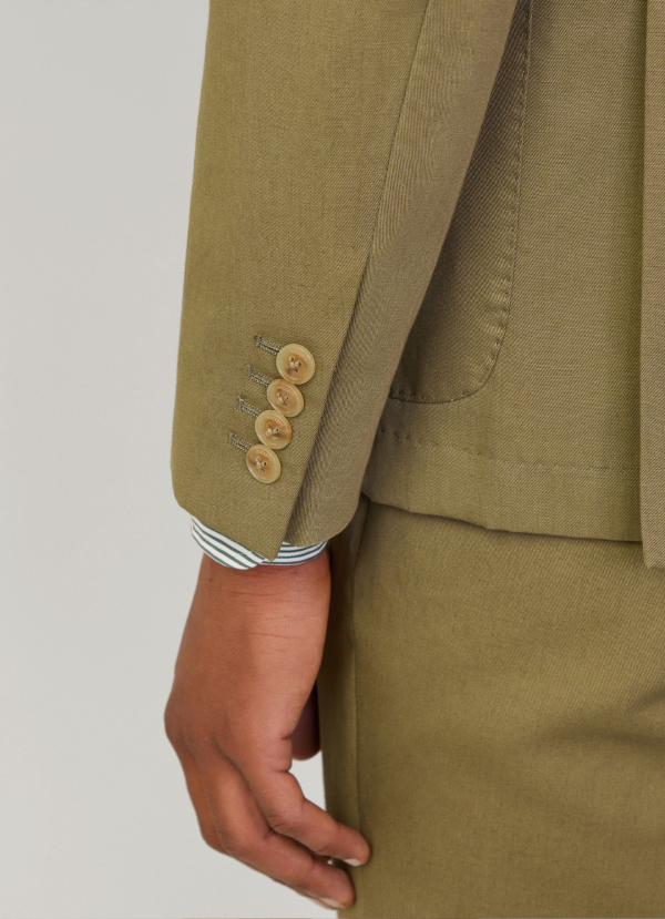 コットンリネンカジュアルブレザー / サファリグリーン