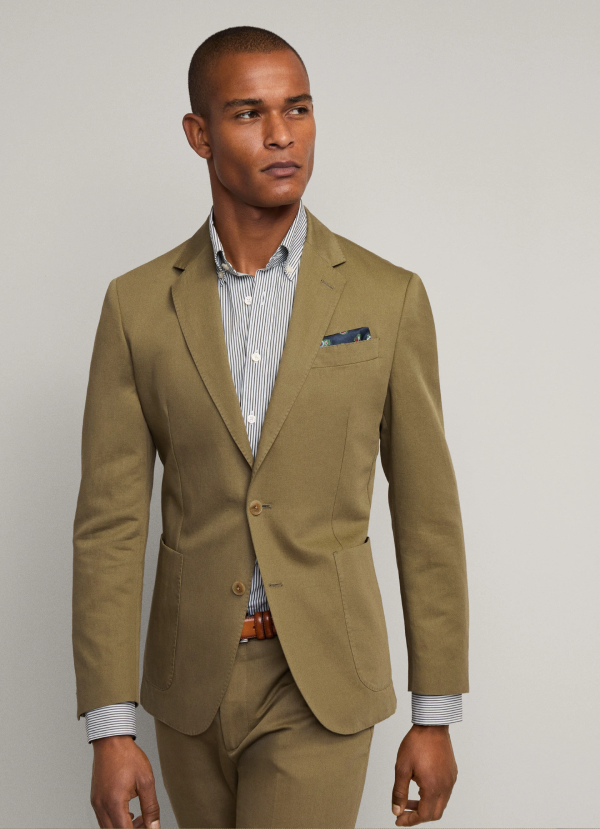 コットンリネンカジュアルブレザー / サファリグリーン