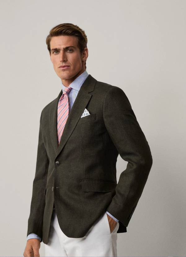 リネンデレーヴホップサックブレザー / カーキ