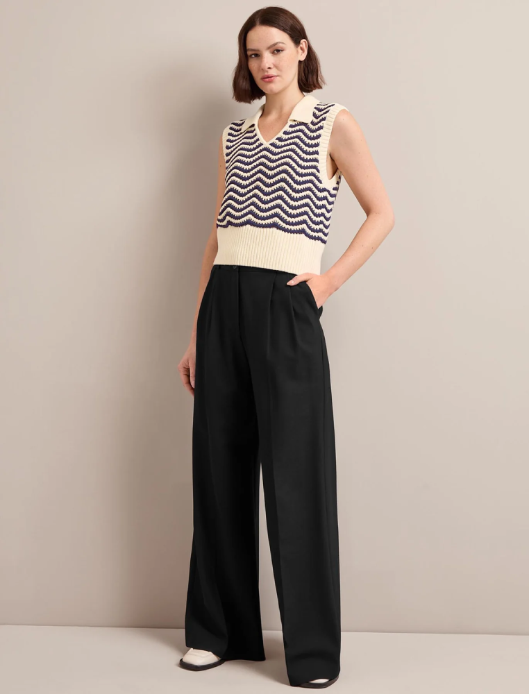 Velma コットンベスト / クリーム×ネイビーストライプ