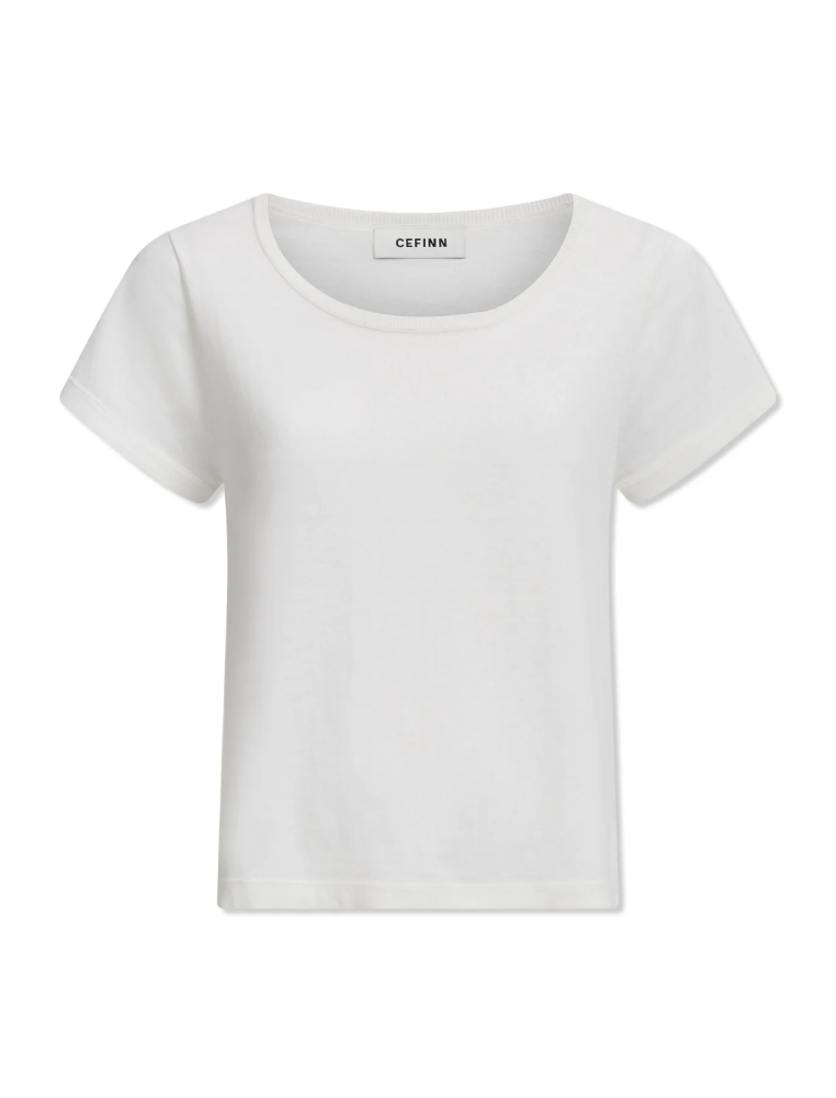 Madison リネンブレンド ラウンドネック ニット Tシャツ / ホワイト