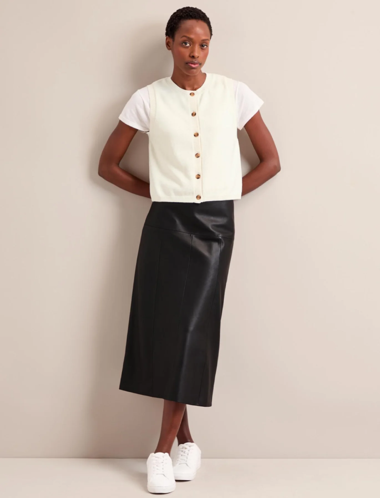 Wesley コットンブレンド ウエストコート / クリーム