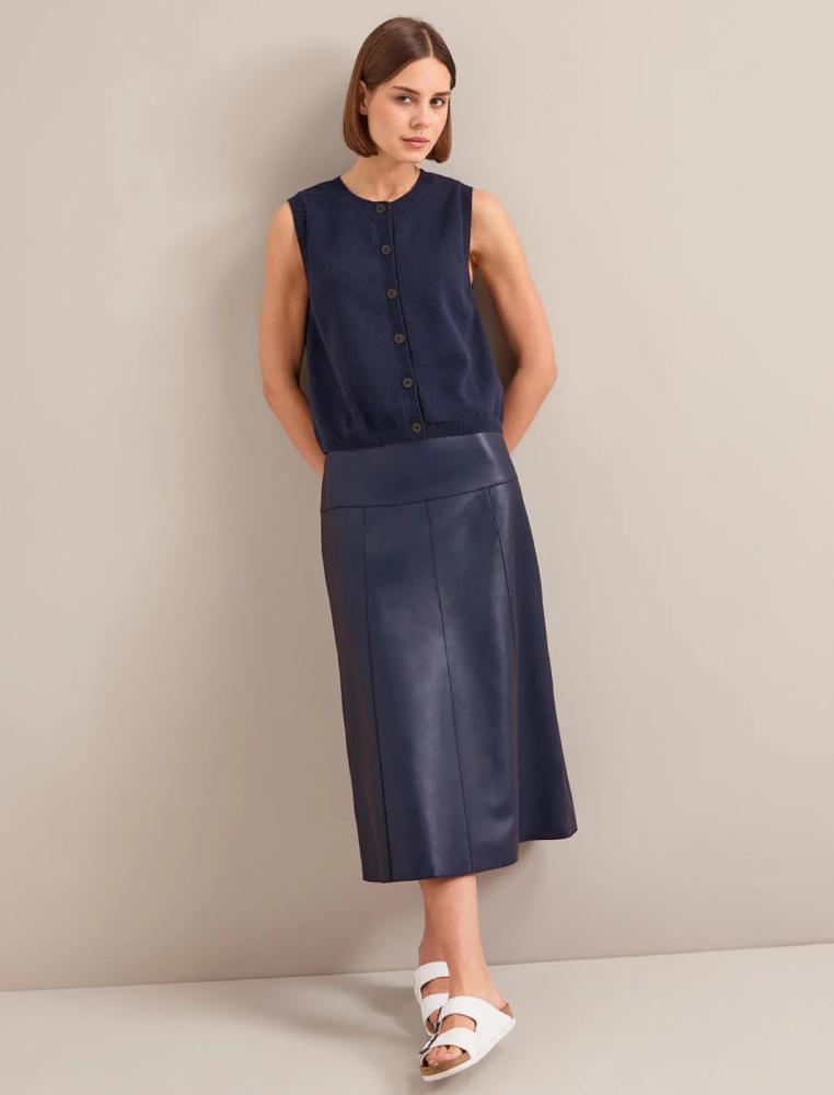 Wesley コットンブレンド ウエストコート / ネイビー