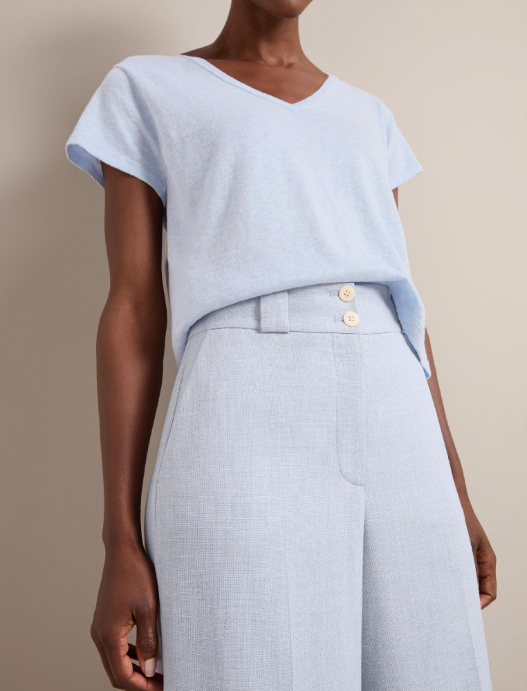 Tyler リネンブレンド トラウザー / ペールブルー