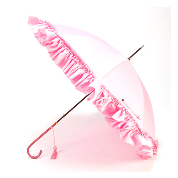 レディース フリル 長傘 / ピンク