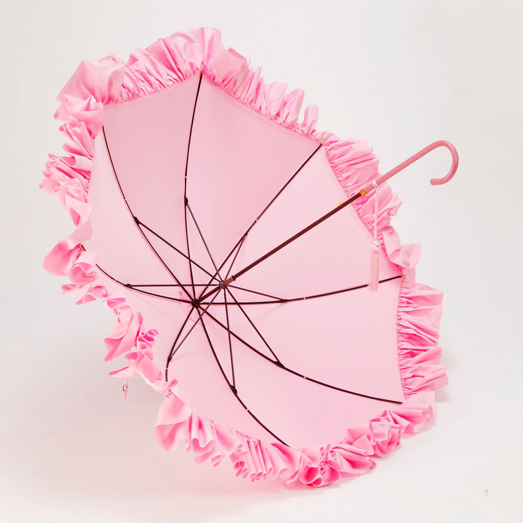 レディース フリル 長傘 / ピンク