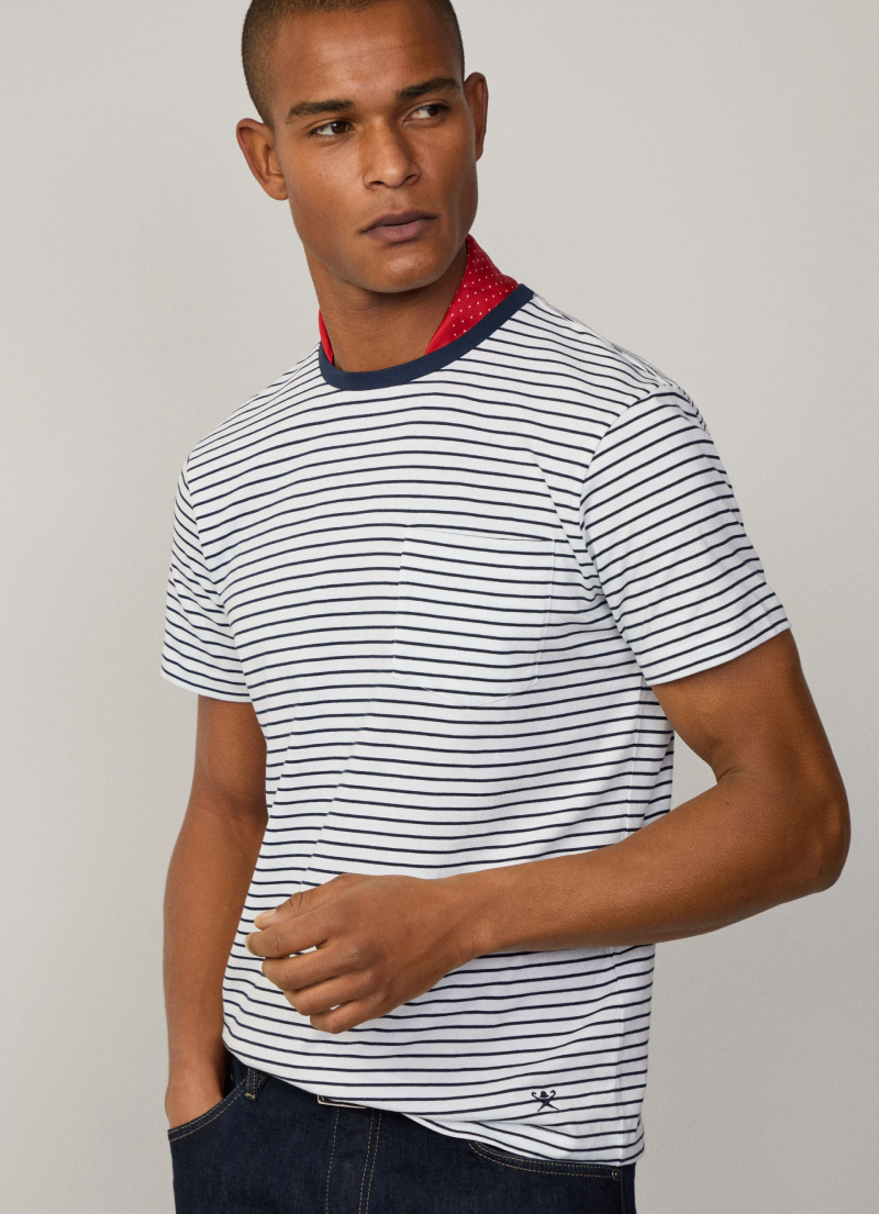 クラシックフィットジャージーストライプTシャツ / オプティックホワイト