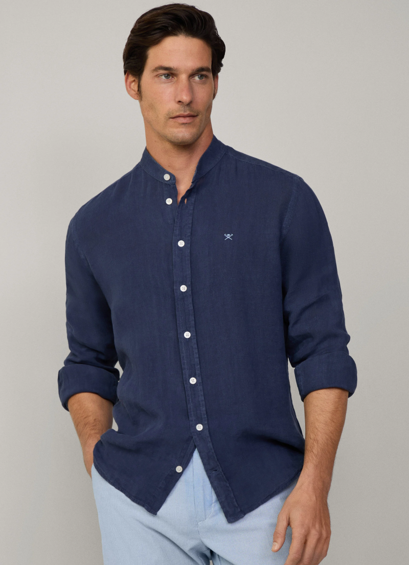 テーラードフィット リネンポーターシャツ / インクブルー