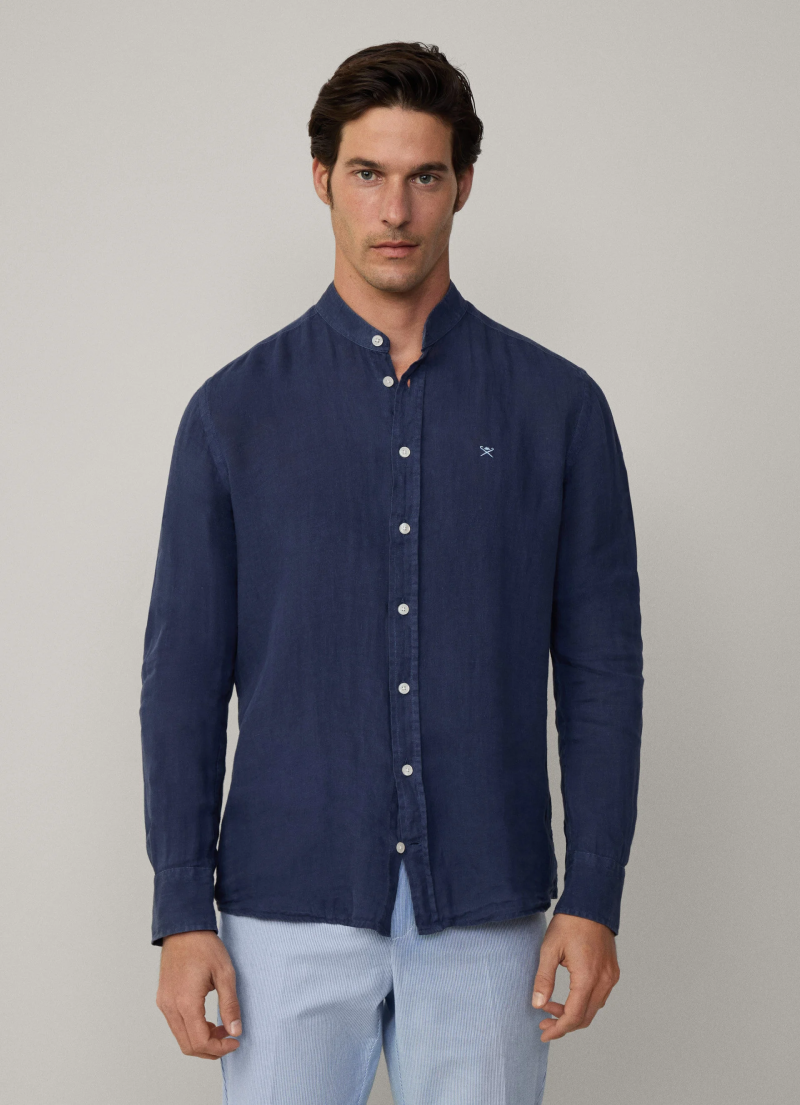 テーラードフィット リネンポーターシャツ / インクブルー