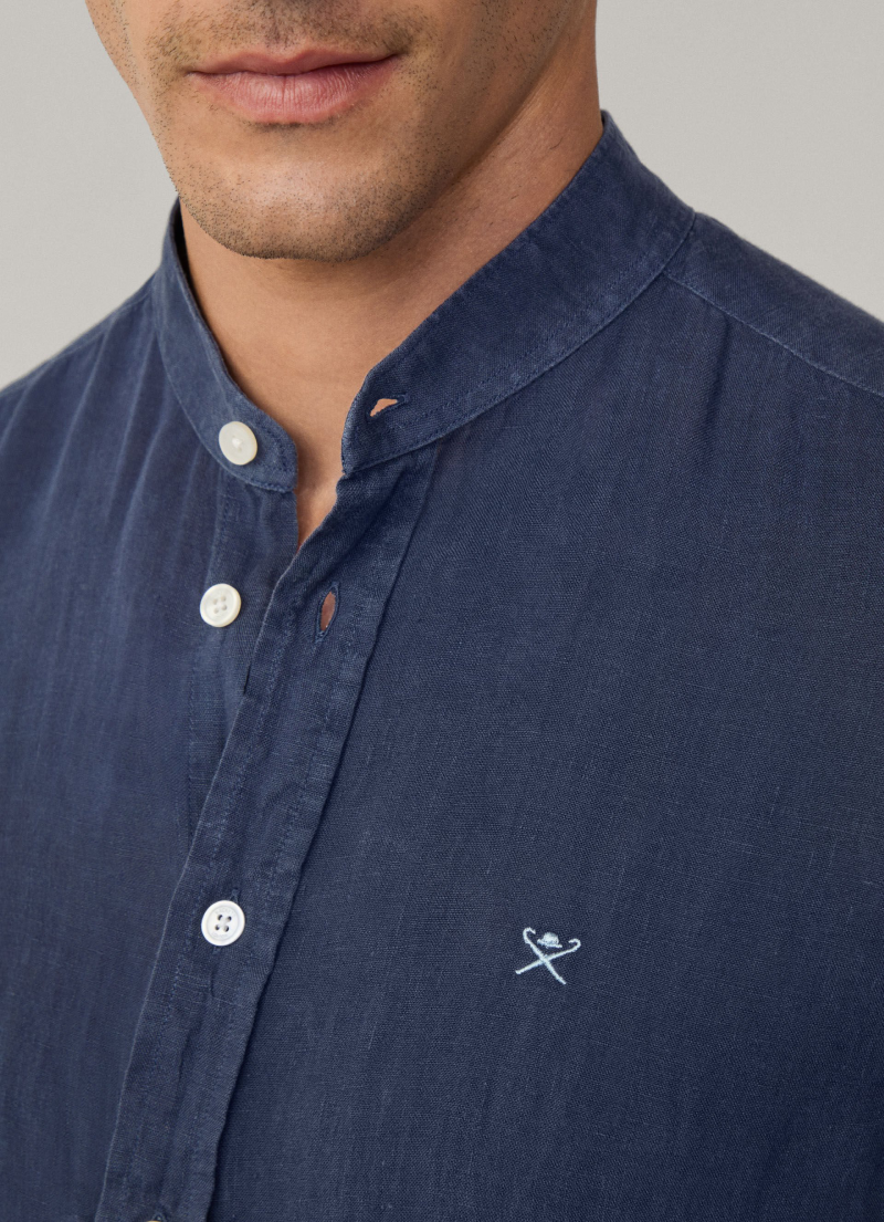 テーラードフィット リネンポーターシャツ / インクブルー