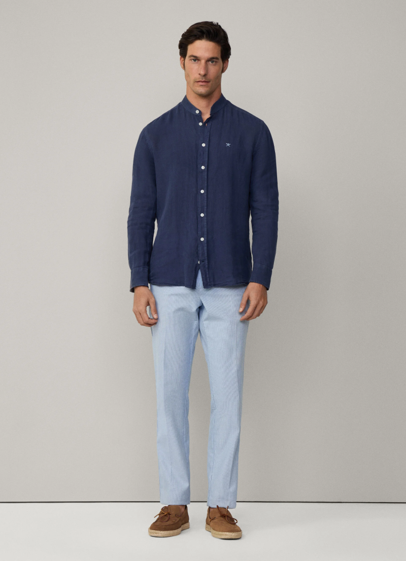 テーラードフィット リネンポーターシャツ / インクブルー