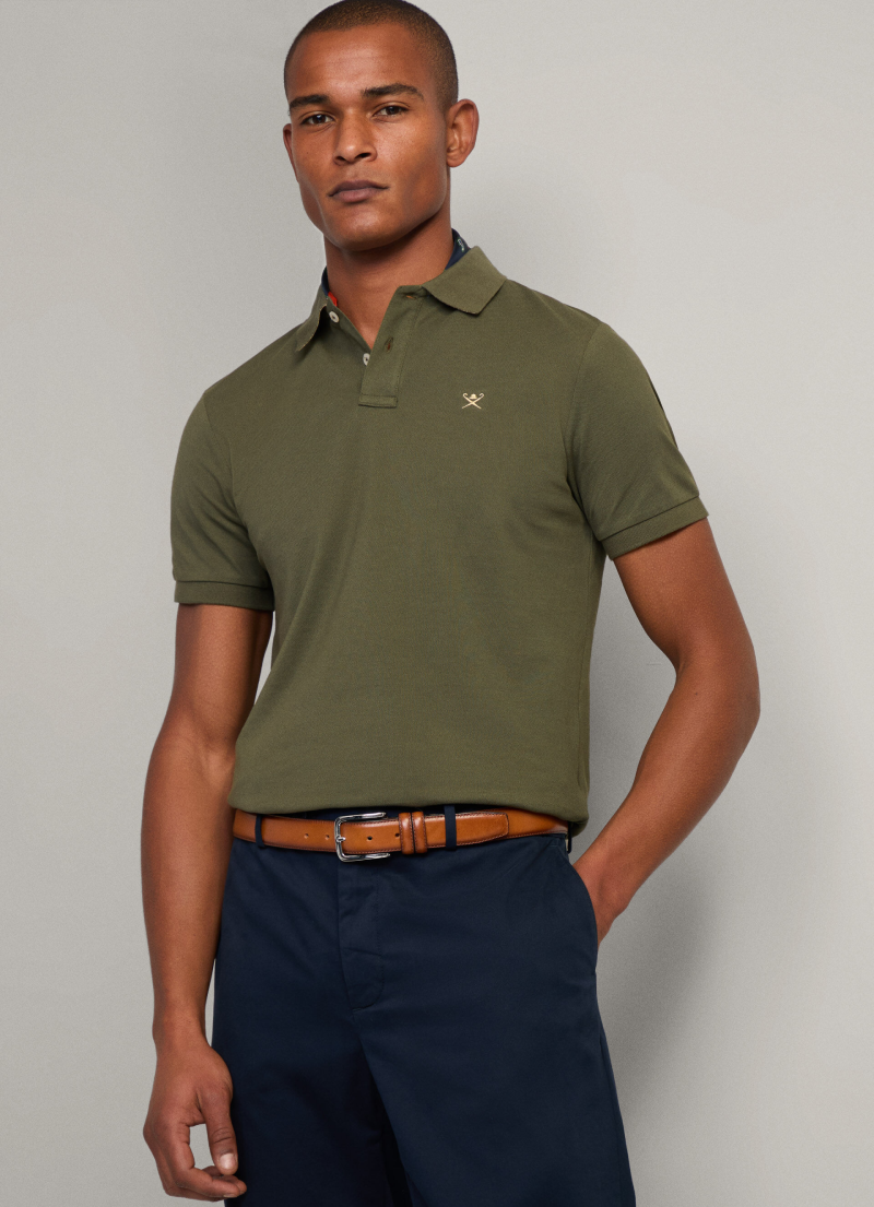 スリムフィット半袖ピケポロ / タイムグリーン