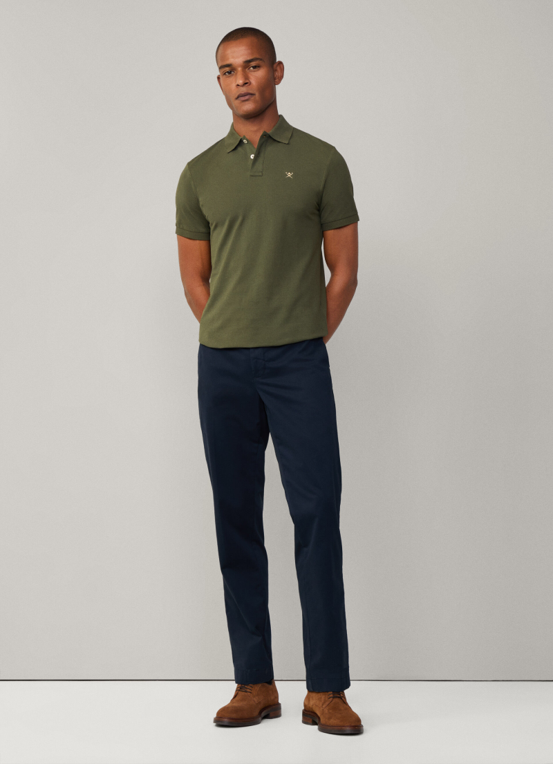 スリムフィット半袖ピケポロ / タイムグリーン