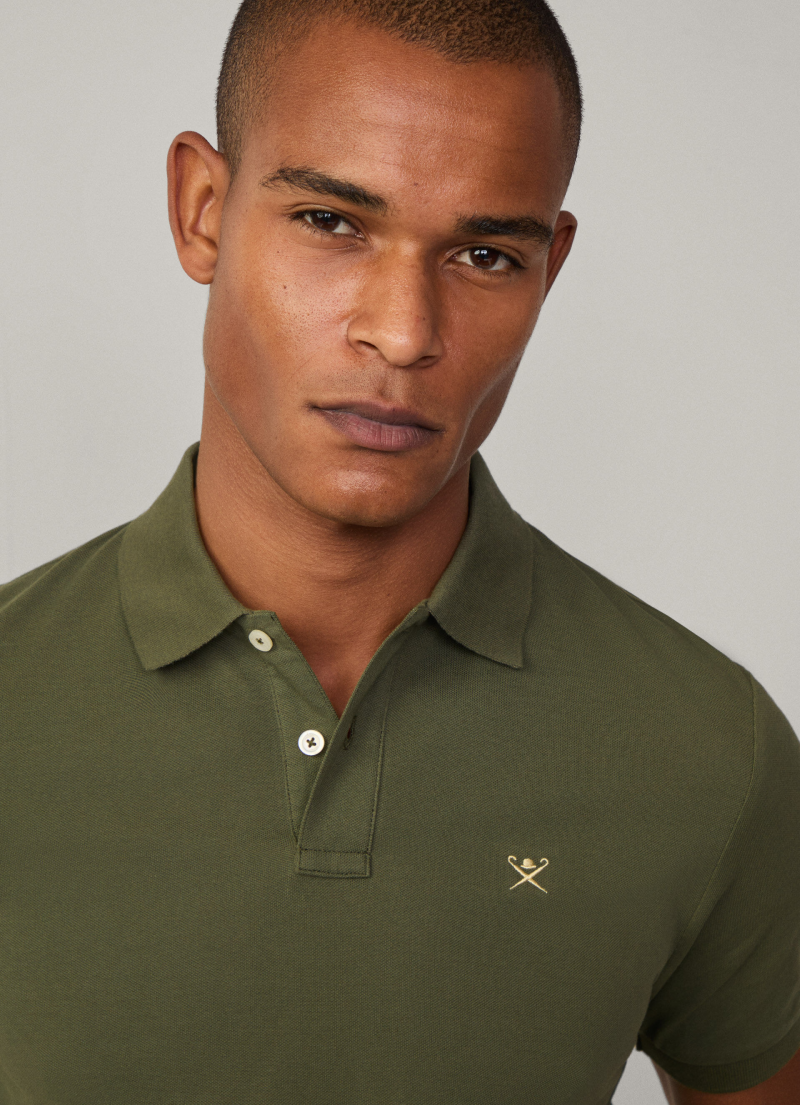 スリムフィット半袖ピケポロ / タイムグリーン