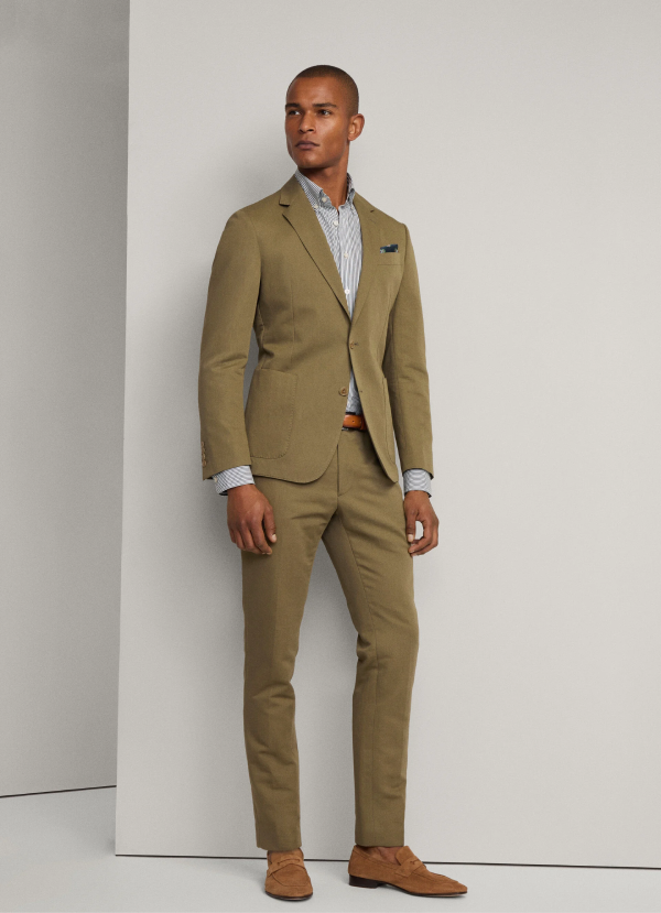 スリムフィットケンジントンコットントラウザー / サファリグリーン