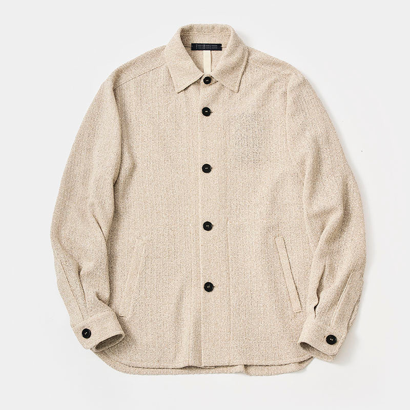 バイカラーフリゼ シャツジャケット/ ホワイト・ベージュ