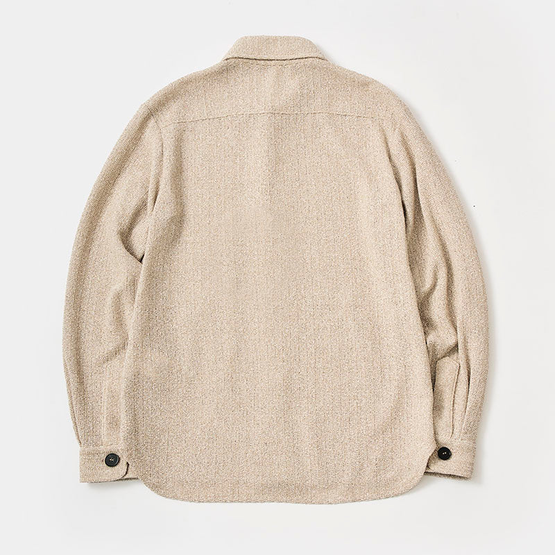 バイカラーフリゼ シャツジャケット/ ホワイト・ベージュ