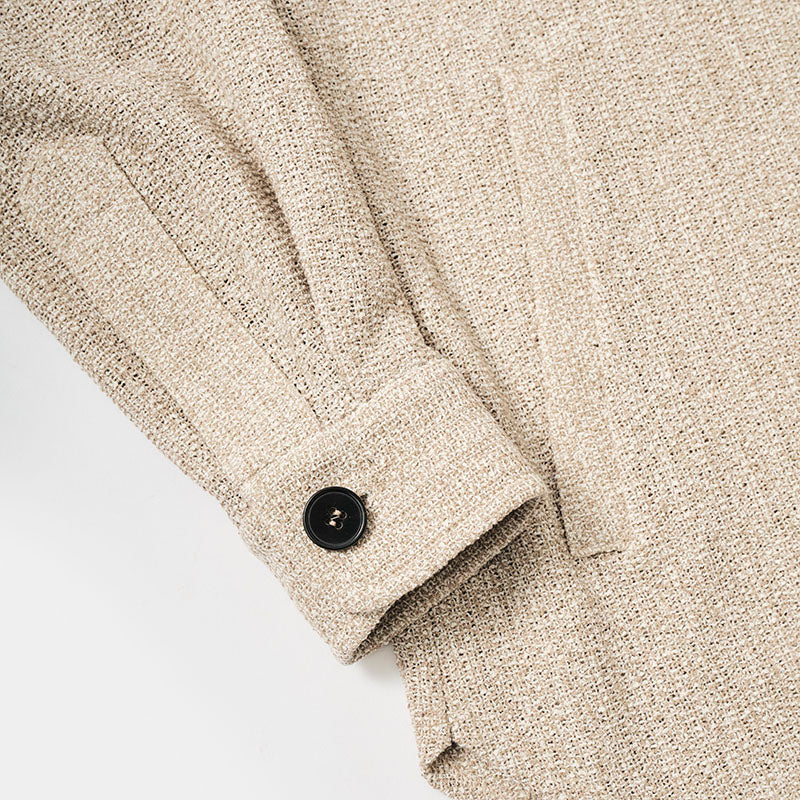 バイカラーフリゼ シャツジャケット/ ホワイト・ベージュ