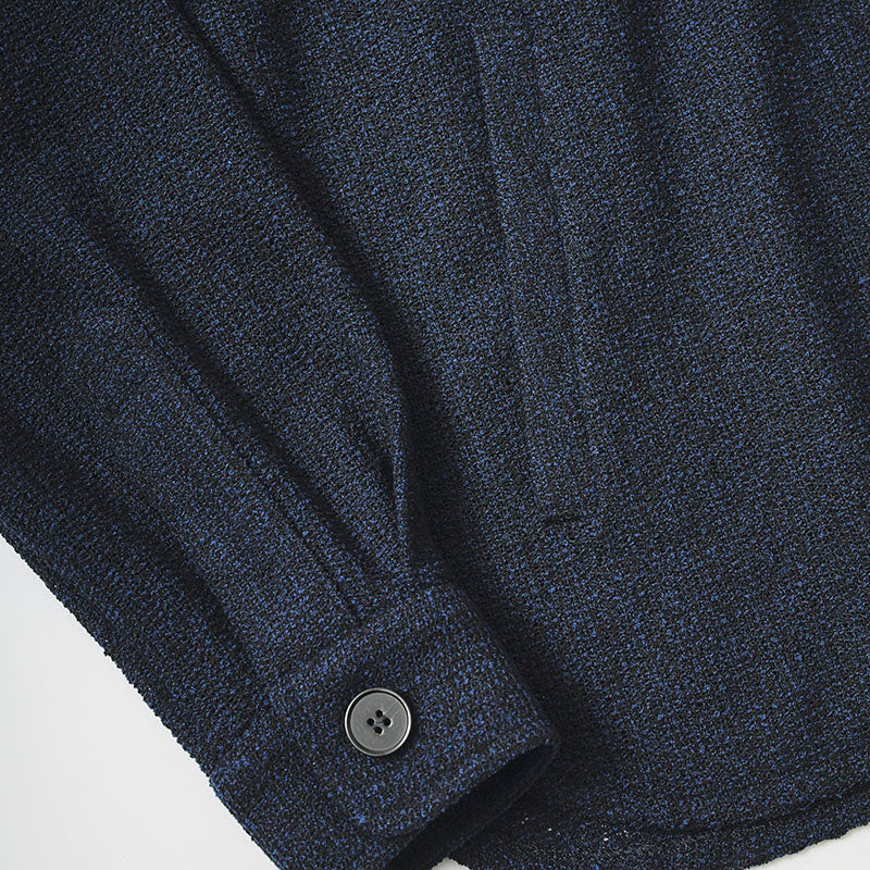 バイカラーフリゼ シャツジャケット/ ブルー・ブラック