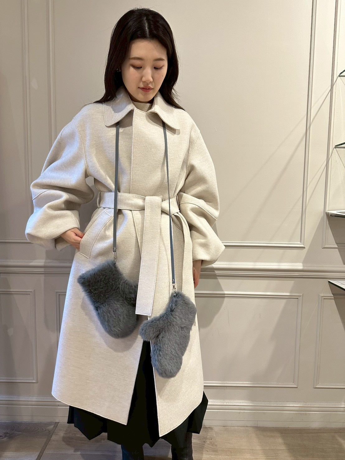 スリット ミトン／キャビアグレー