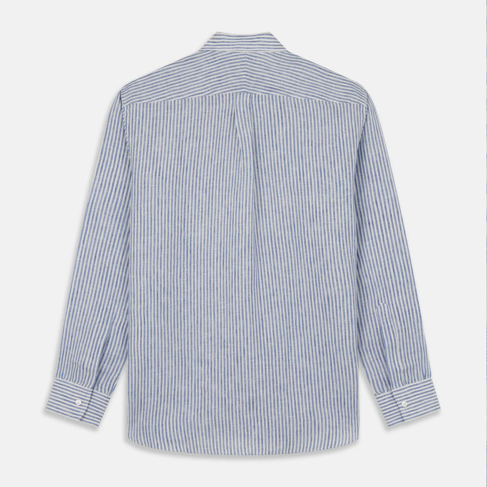 リネン ストライプ ウィークエンド フィット シャツ / スカイブルー