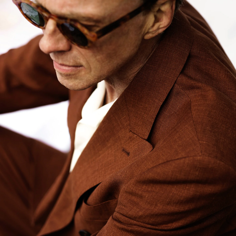 リネン ウール シルク バーティー ブレザー / レッド