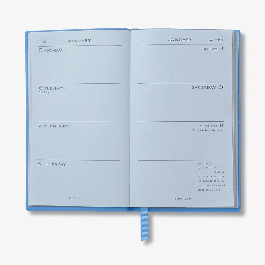 2026年 Panamaレザー ポケット付きウィークリーダイアリー / ナイルブルー